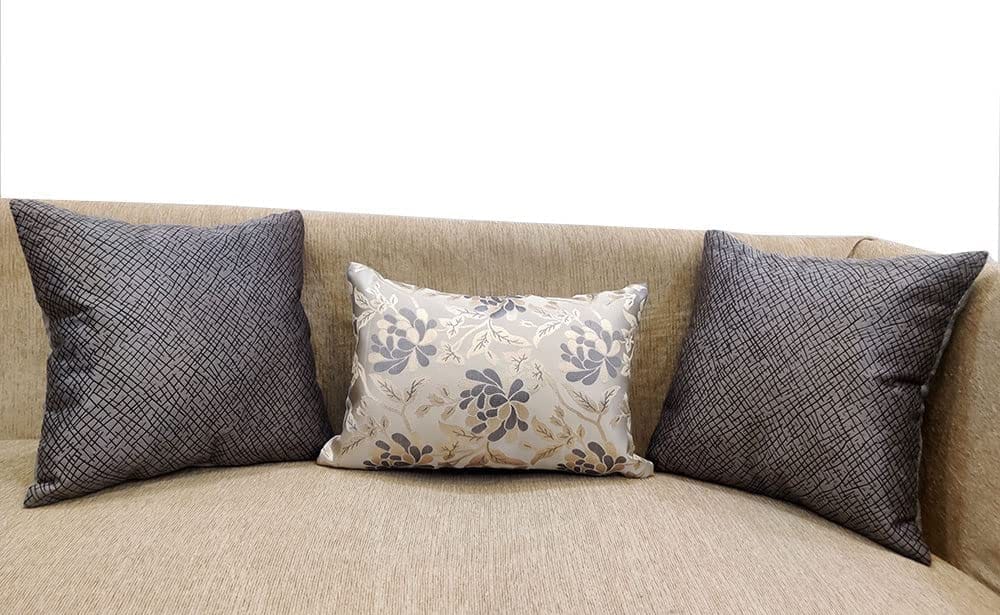 Grey Damask / Self Design / Woven Floral Motifs Zipper Square Rectangle Combo Cushion Covers (16x16 inch or 30 x 45 cm) Set of 3 view 2