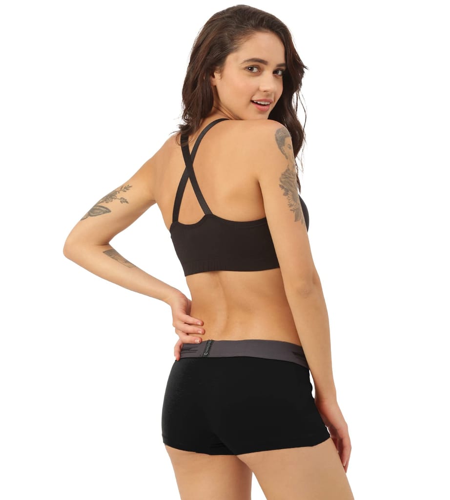 Freecultr Women's Underwear Antibacterial Micromodal Airsoft | Boy Short - Non-Itch, No Chafing, Sweat-Proof Comfort Pack of 1-Pot Black view 2