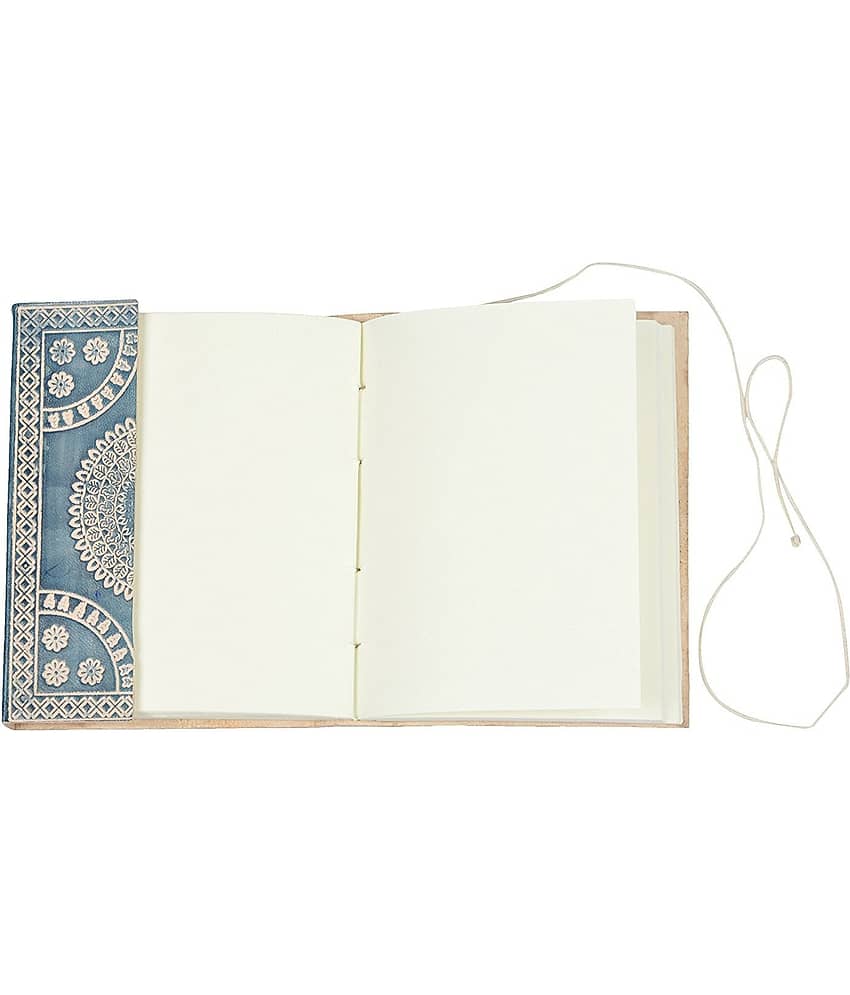 Handmade recycled paper leather diary A5 Diary unruled 200 Pages (Black) view 2