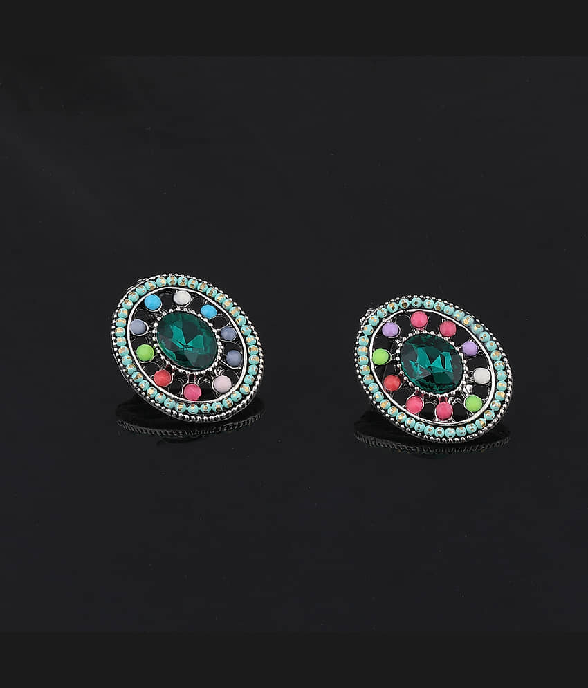 SILVER SHINE Stylish Party Wear Multi Colour Stud Earring For Women Girl view 2