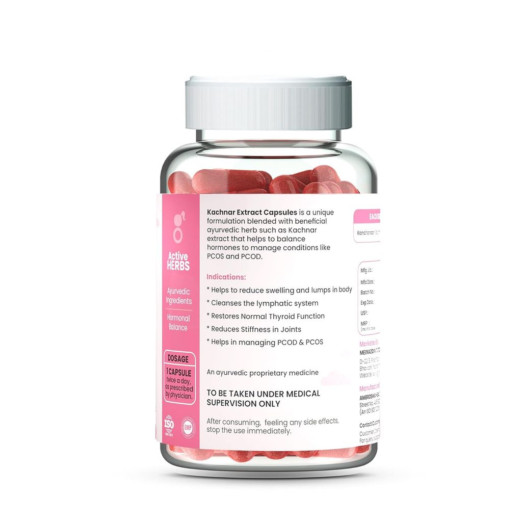 Girlyveda Kachnar Extract for Thyroid & Hormone Balance – Ayurvedic Support for PCOS, Period Regulation & Gland Health – 60 Capsules view 2