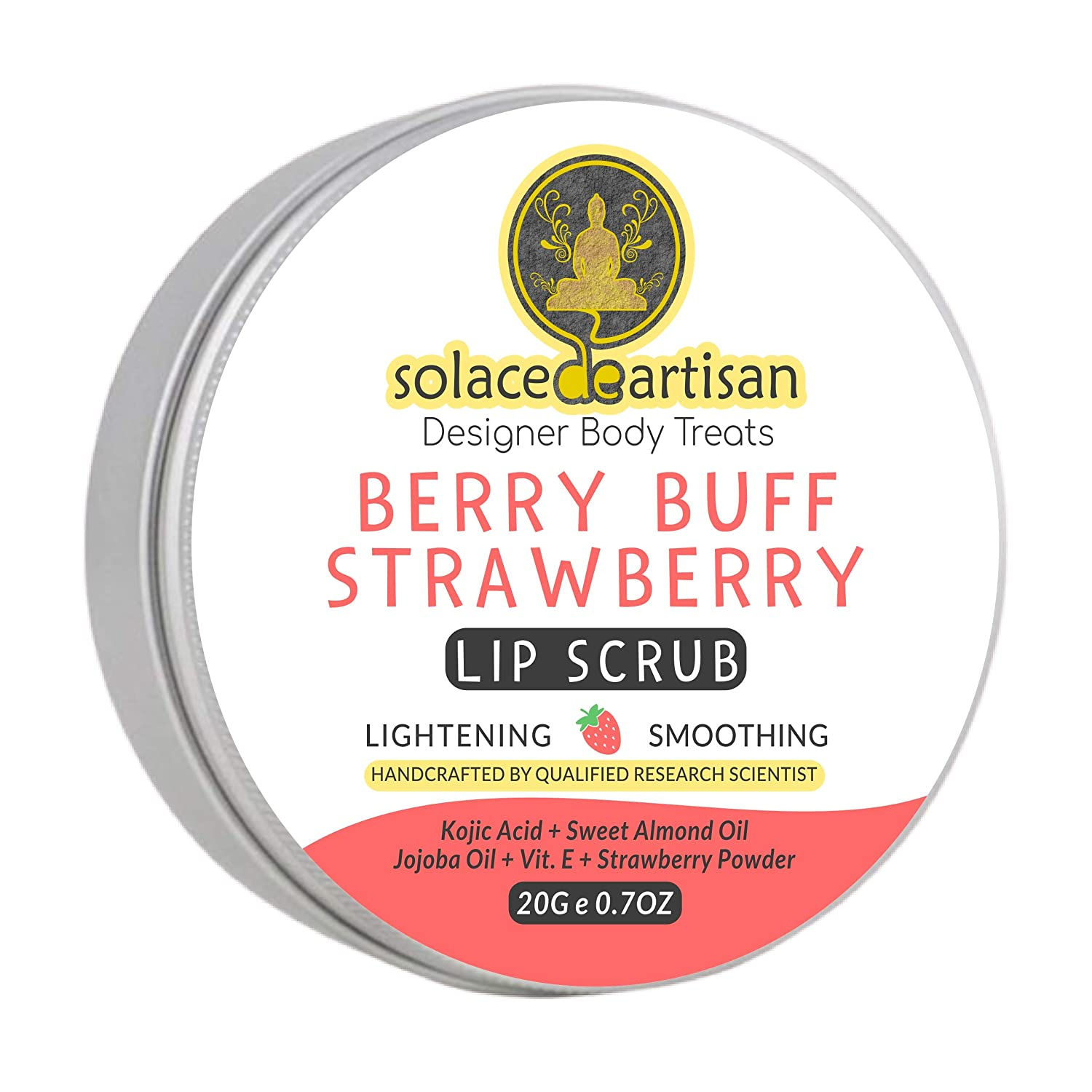 SolaceDeArtisan Berry Buff Strawberry Brightening & Smoothing Lip Scrub, 20 gm