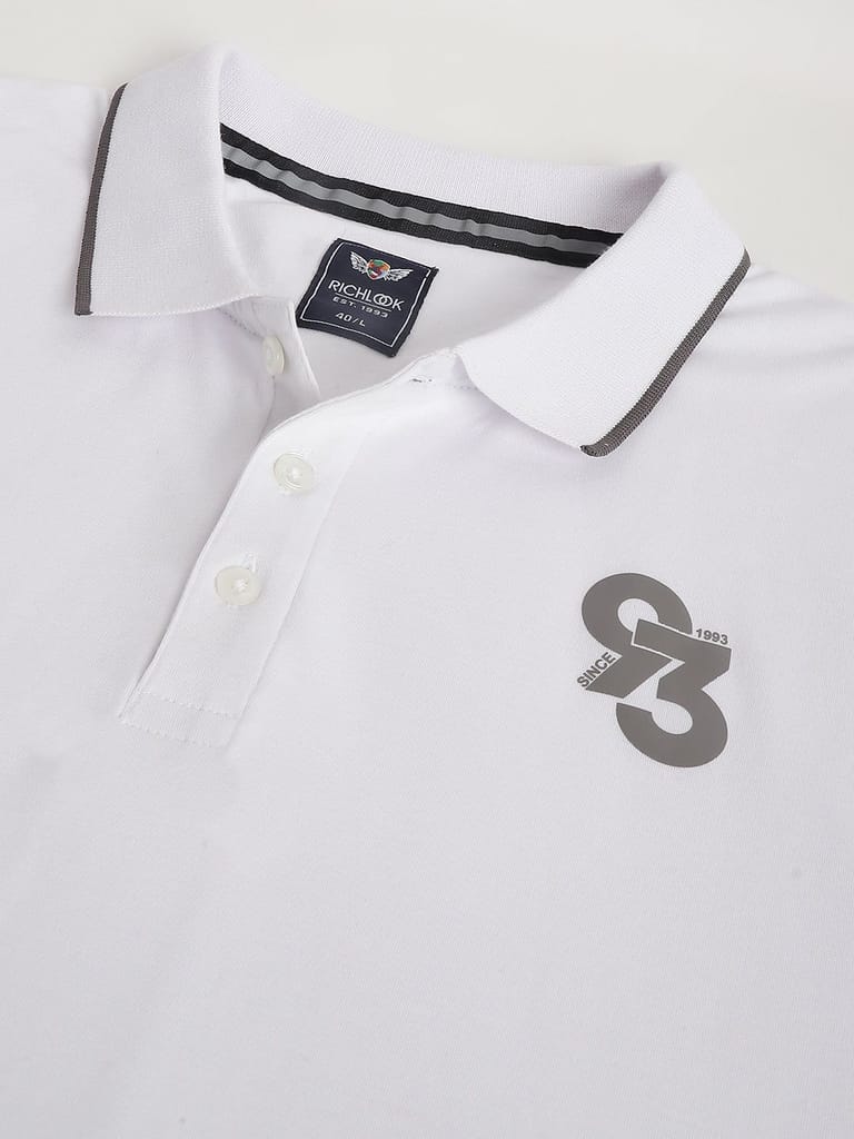 Men White Regular Fit Polo Neck T-Shirt view 2
