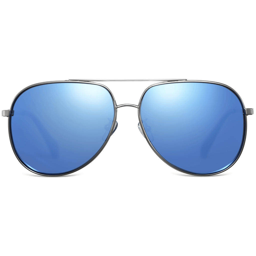 PARIM Polarized Men's Aviator Sunglasses Silver Frame / Blue::Silver Lenses | SKU 11024 N1 view 2
