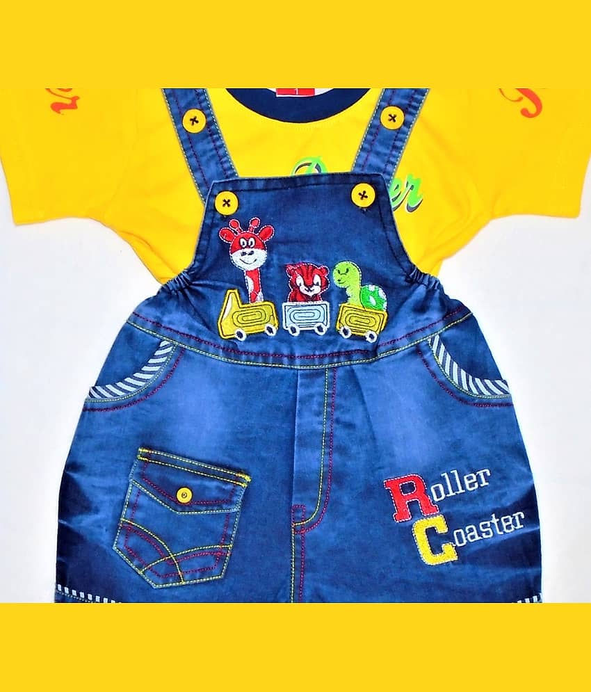 Wise Guys Pack of 1 Baby Boys Denim Dungaree Sets ( Yellow ) view 2