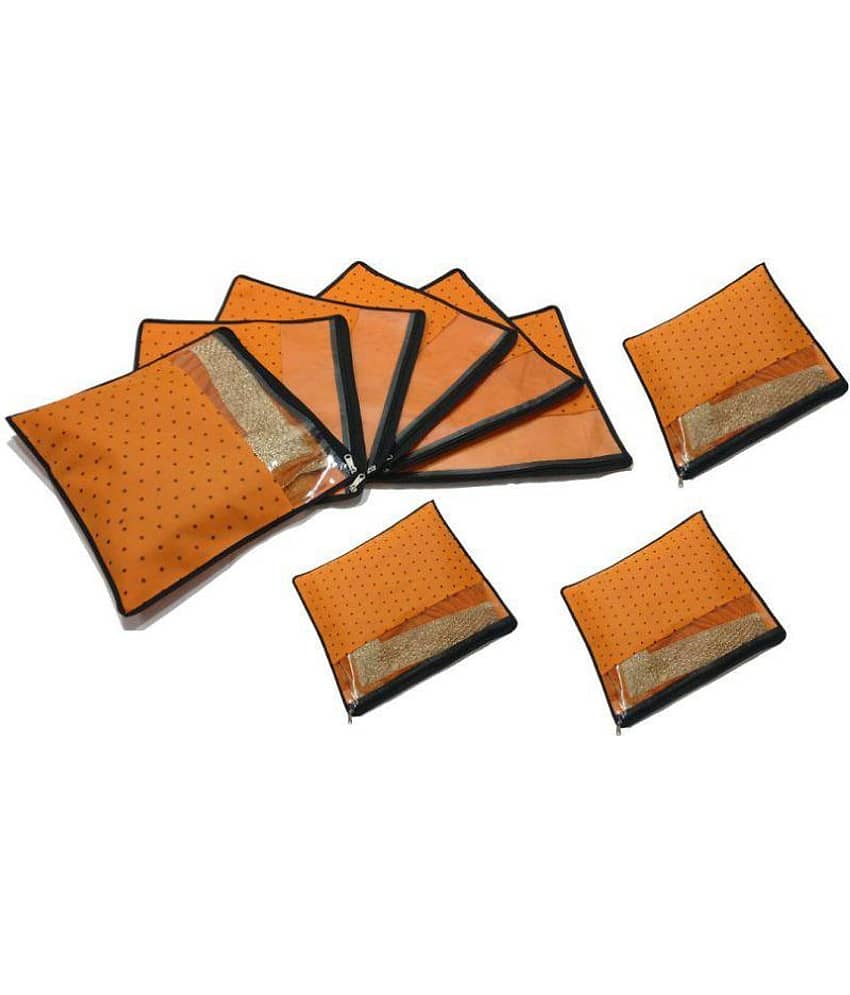 PrettyKrafts Saree Cover Set of 24 Polka dots with Top Transparent Window_Red view 2