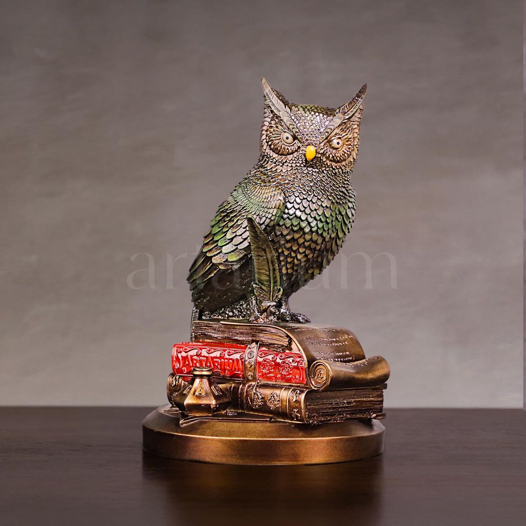 Artarium Owl Statue Good Luck Premium Resin Owl Figurine Feng Shui Vastu Vintage Decorative Positive Showpiece for Home Decor Living Room Bedroom Office Decor (Owl Multicolor 8.8 Inch) view 2