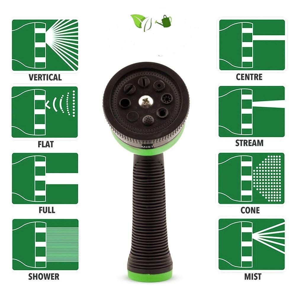 Greenery 20 MTR PREMIUM BRAIDED HOSE GREEN 1/2" INCH WITH 8 MODE / PATTERN SPRAYER AND NOZZLE FOR MULTIPURPOSE USE SUITABLE FOR GARDEN, CARWASH, PETWASH Hose Pipe view 2
