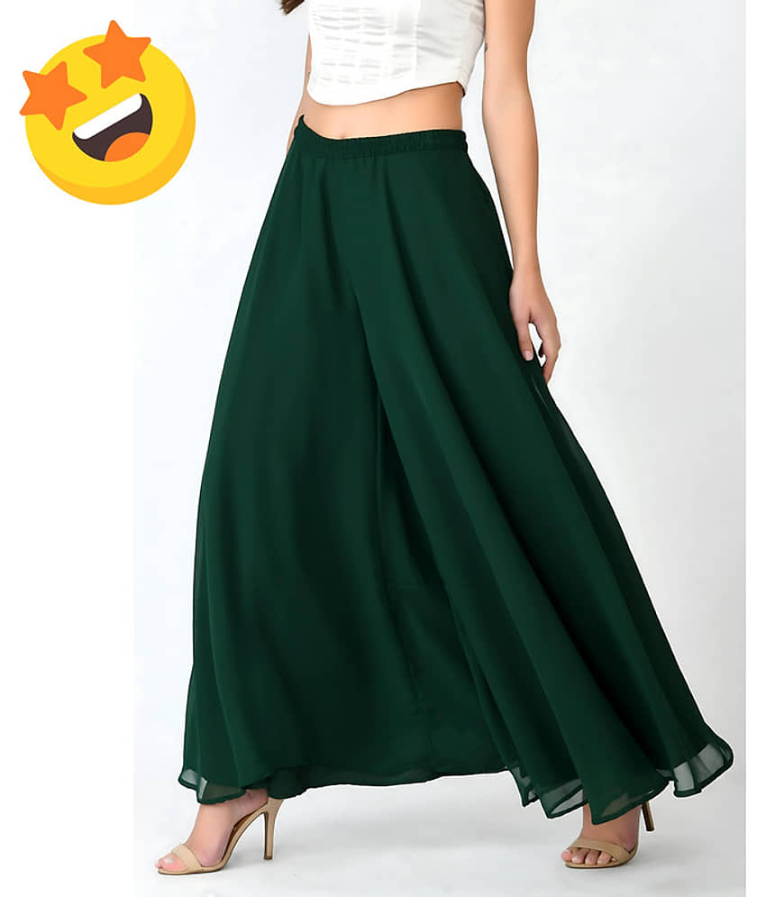 BHAGYASHRAY - Green Georgette Women's Palazzo ( Pack of 1 ) view 2