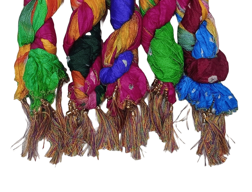 Multicolor Bandhani Dupatta With Gota Patti Lace And Latkans view 2