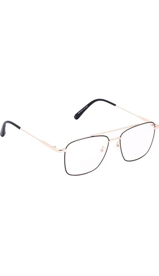 Jodykoes Stylish Blu Cut Anti Glare Metal Square Frame Spectacle Eyeglasses Eyewear (Black & Gold) view 2