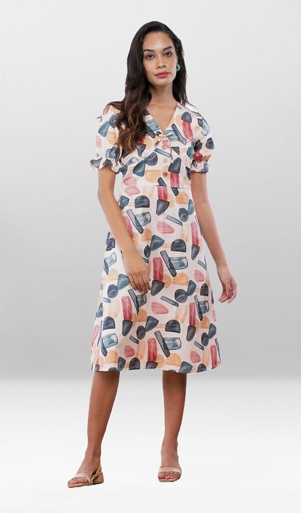 ABSTRACT PRINTED MIDI DRESS view 2
