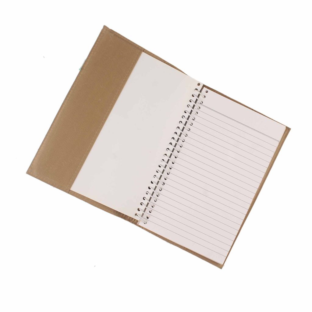 Tribes India Handmade Cream Pan Leaf Jute Spiral Diary view 2