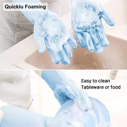 Elecsera Gloves Magic Silicone Dish Washing Gloves, Silicon Cleaning Gloves, Silicon Hand Gloves for Kitchen Dishwashing view 2