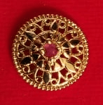 Gold Plated Filigree Ruby Earrings view 2