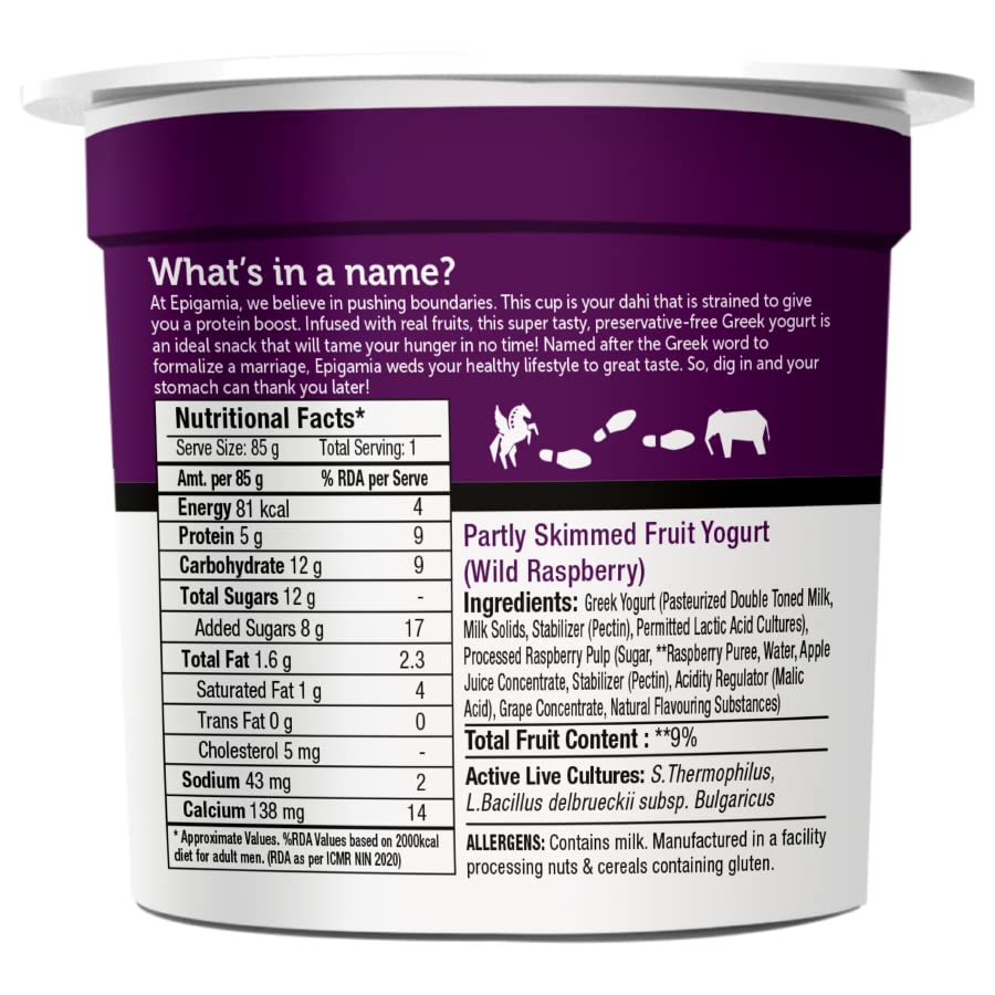 Epigamia Wild Rasberry Greek Yogurt, 90 Gm view 2