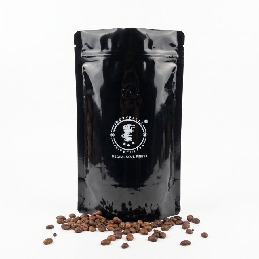 DARK ROASTED COFFEE BEANS - ARABICA - ROBUSTA BLEND - 500 gm - One stand-up pouch