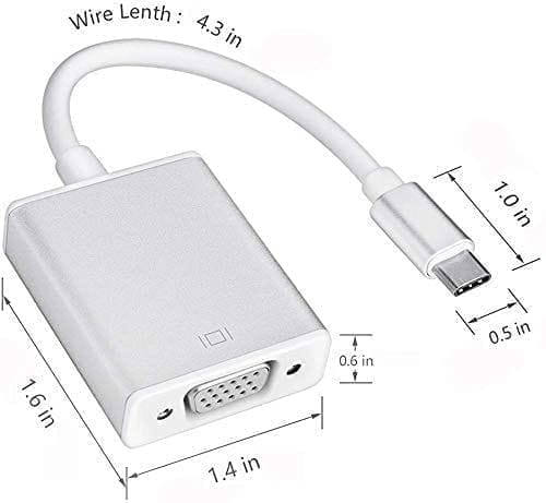 Type-C to VGA Adapter 1080P Converter for Mac Book Series, Chrome Book Pixel, Surface Book and More (Silver) view 2