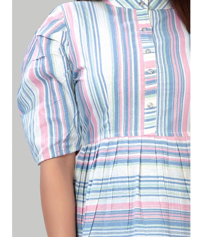 Hemang Fashion Women Cotton Striped Fit & Flare Dress ( Orange ) view 2