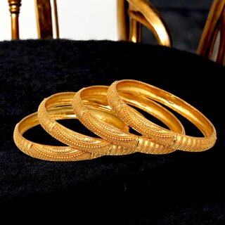 18k One Gram Gold Plated Traditional Designer Pack of 4 Bangle Set For Women view 2
