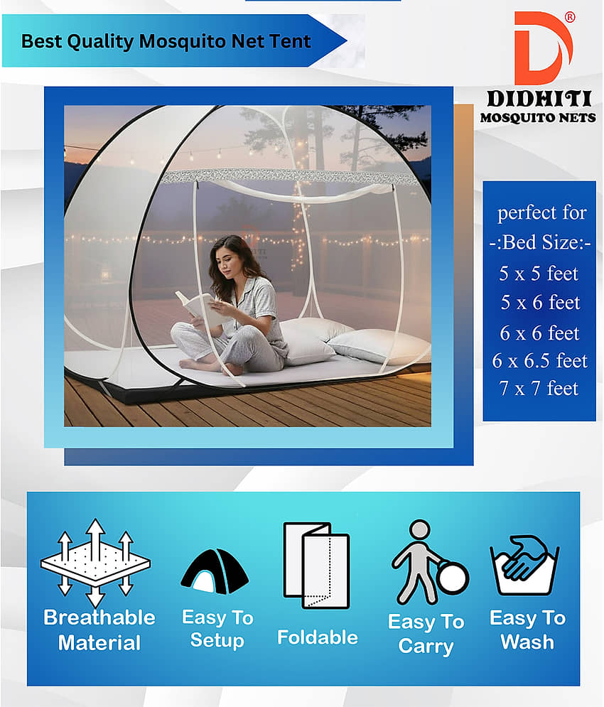 didhiti - Yellow Polycotton Foldable Mosquito Net ( Pack of 1 ) view 2