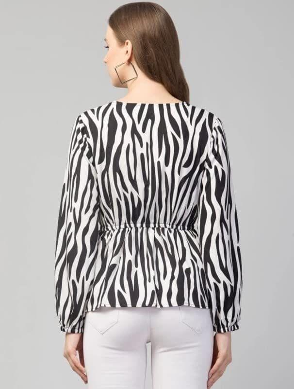 Kulfi Women's Animal Zebra Print Top view 2