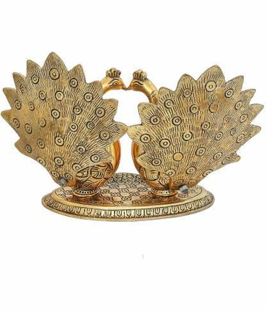 Fashion Bizz Pair Of Kissing Peacock Metal Decorative Showpiece - 17 cm view 2