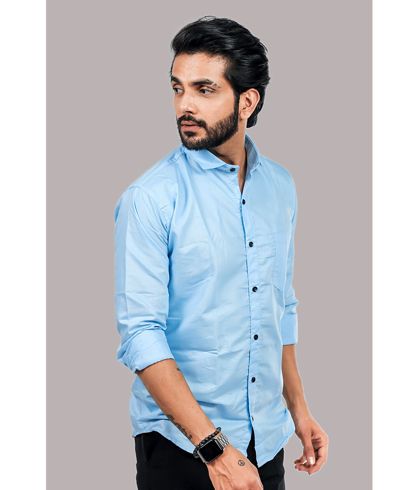 HARPITA Cotton Blend Regular Fit Full Sleeves Men's Formal Shirt - Blue ( Pack of 1 ) view 2