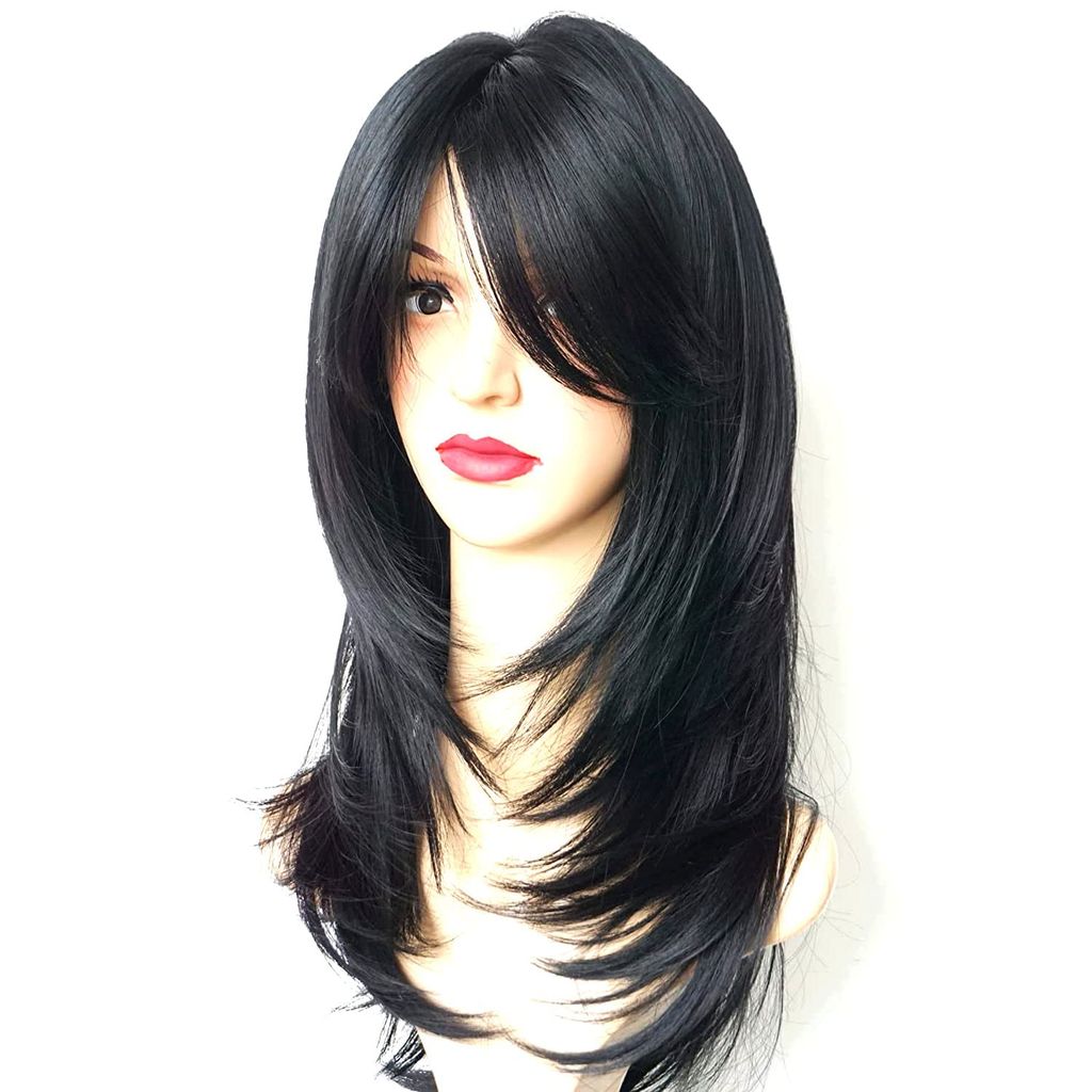 Akashkrishna Full Head Black Wig For Women Synthetic Hair 26" Long Curly Wavy Wigs for Women Middle Parting Hair Wig view 2
