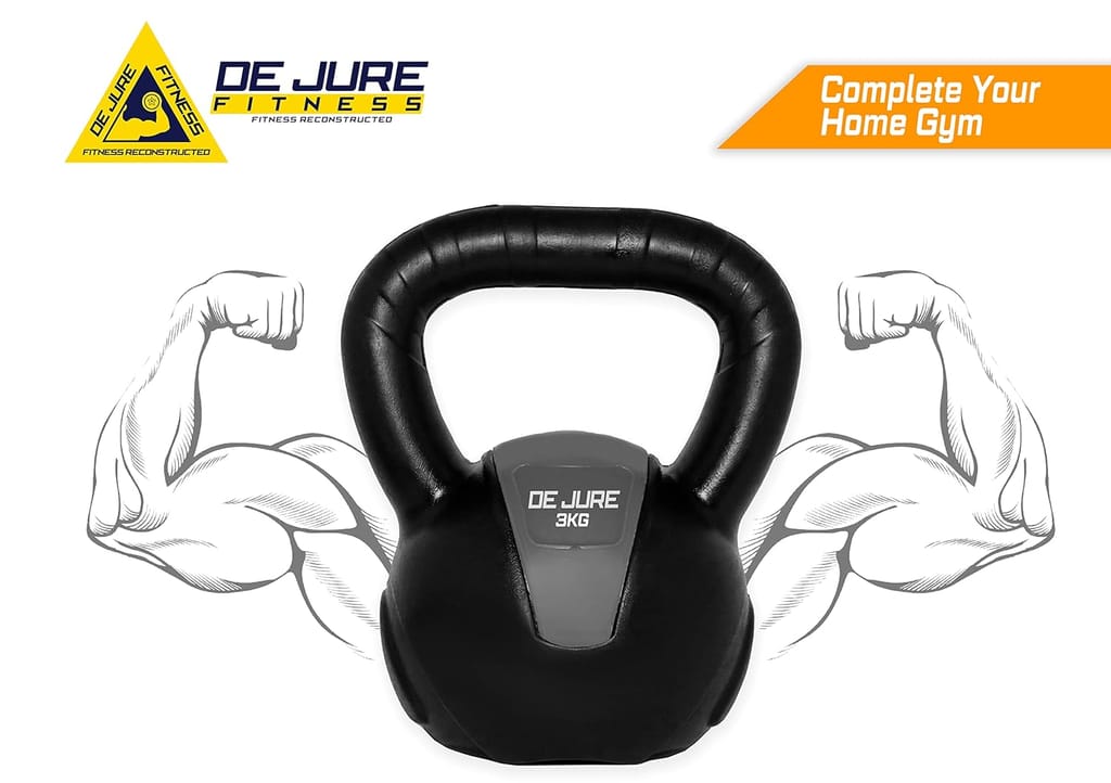 De Jure Fitness PVC Kettle Bell for Strength and Cardio Training, Full body exercises for Men & Women 3kg view 2