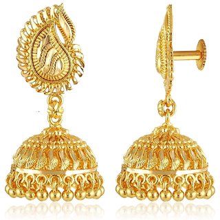 Traditional 1gm gold and micron plated jhumkis view 2