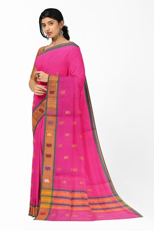 APCO Handloom - Women's Venkatagiri Pure Cotton Handloom Saree, Pink 04 view 2