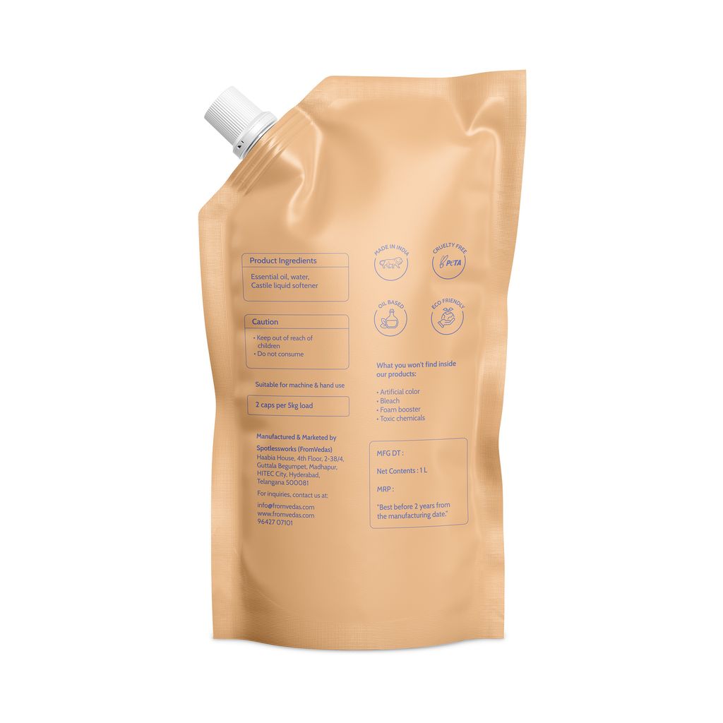 FromVeads Natural Fabric Softener | Softer Clothes with its Natural Frangrance | Plant Based, Non-Toxic, Eco-Friendly, Organic, Herbal | Safe for Woolens & Baby Clothes - 1litres view 2
