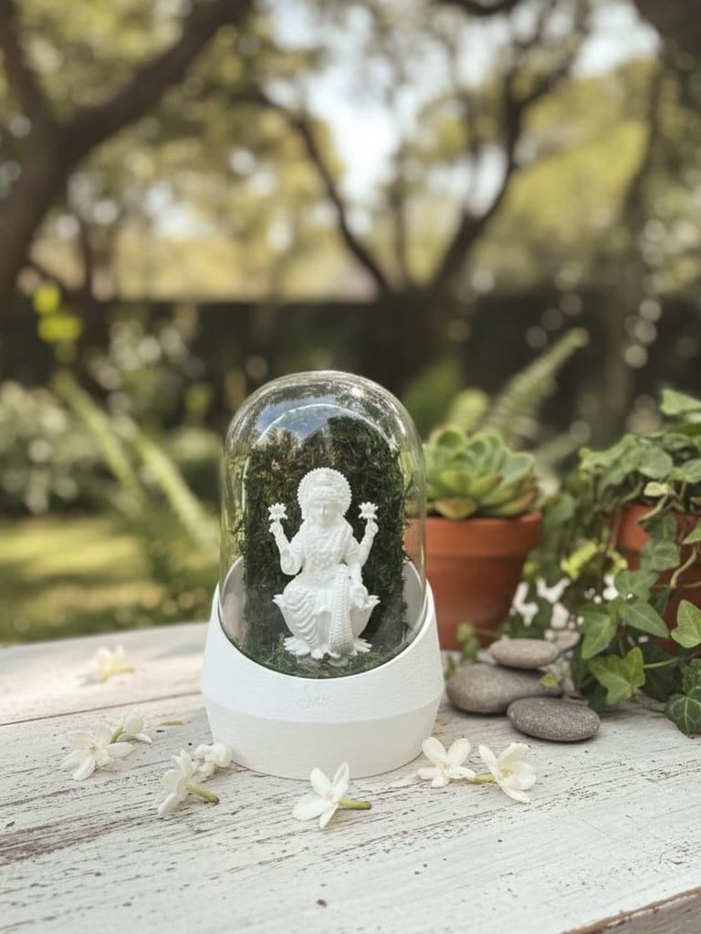 Lakshmi Idol Terrarium Globe with Moss - Prosperity & Home Decor view 2
