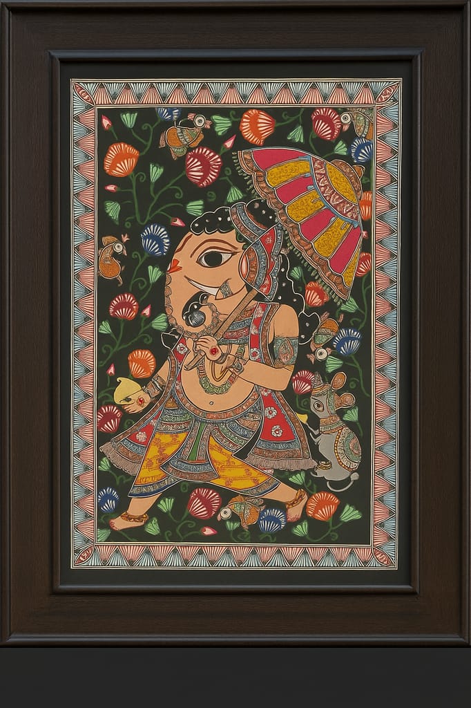 [Pack of 12]Handmade Madhubani Painting of Lord Ganesh