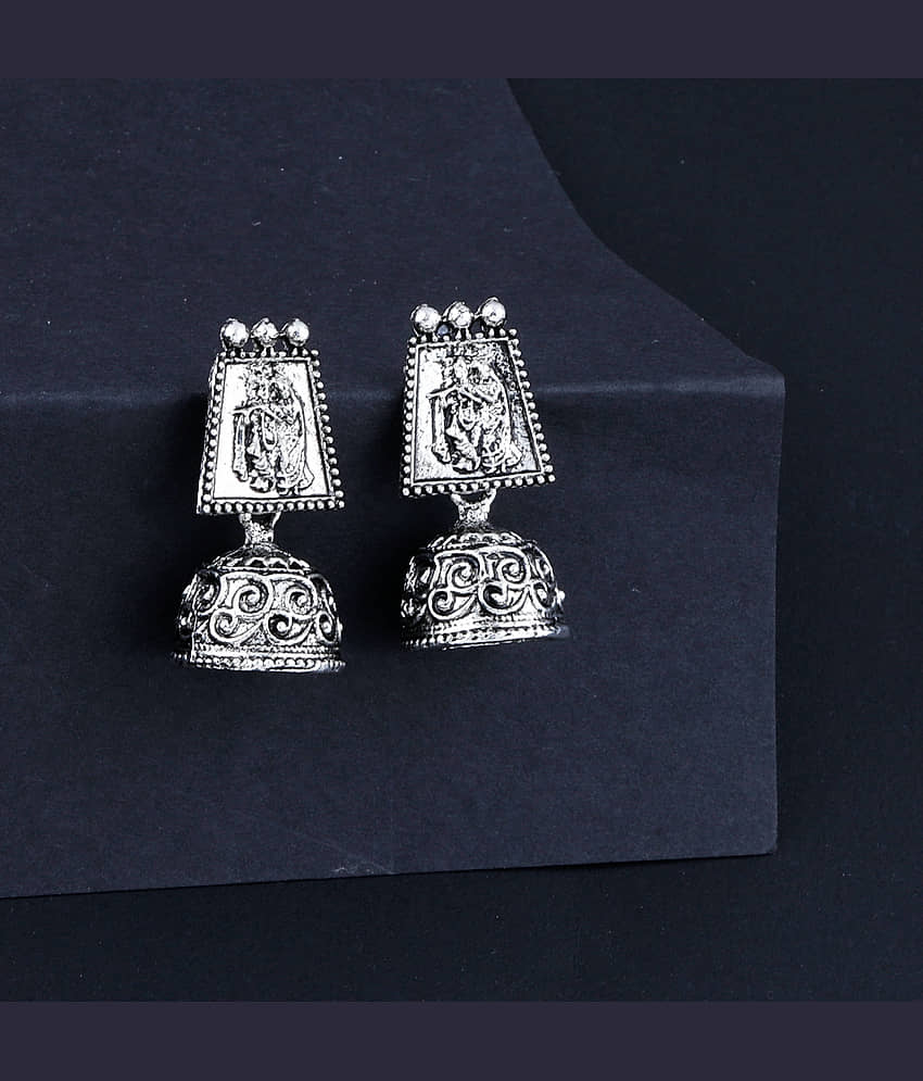 Silver Shine Oxidised Wedding Traditional jhumki Earring For Women Girl view 2