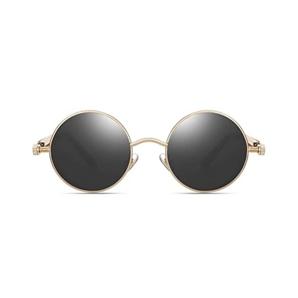 4Flaunt Disc Series UV Protected Steampunk Round Sunglasses For Men & Women (Gold-Black)- Pack of 1 view 2