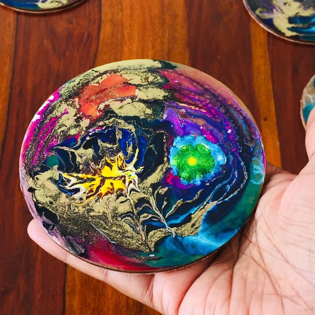 GOLD BURST RESIN ART COASTER view 2