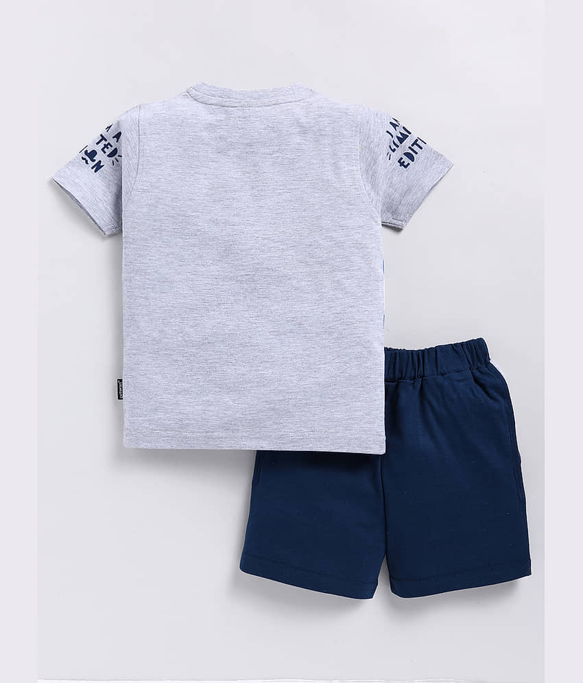 CUTOPIES Pack of 1 Boys Cotton T-Shirt & Shorts Set ( Navy Blue ) view 2