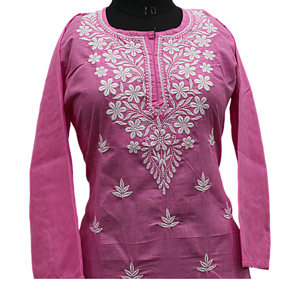 Chikankari Kurta Pink view 2