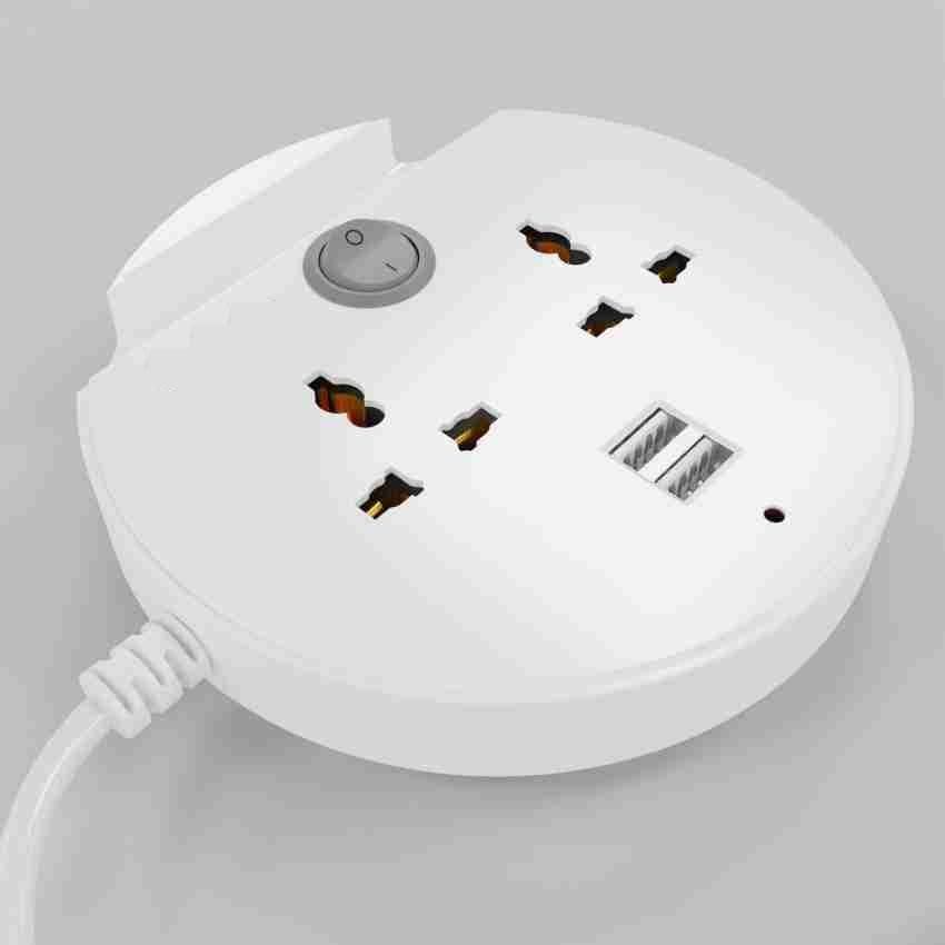4 Socket Extension Boards (White, 2 m, with USB Port) view 2