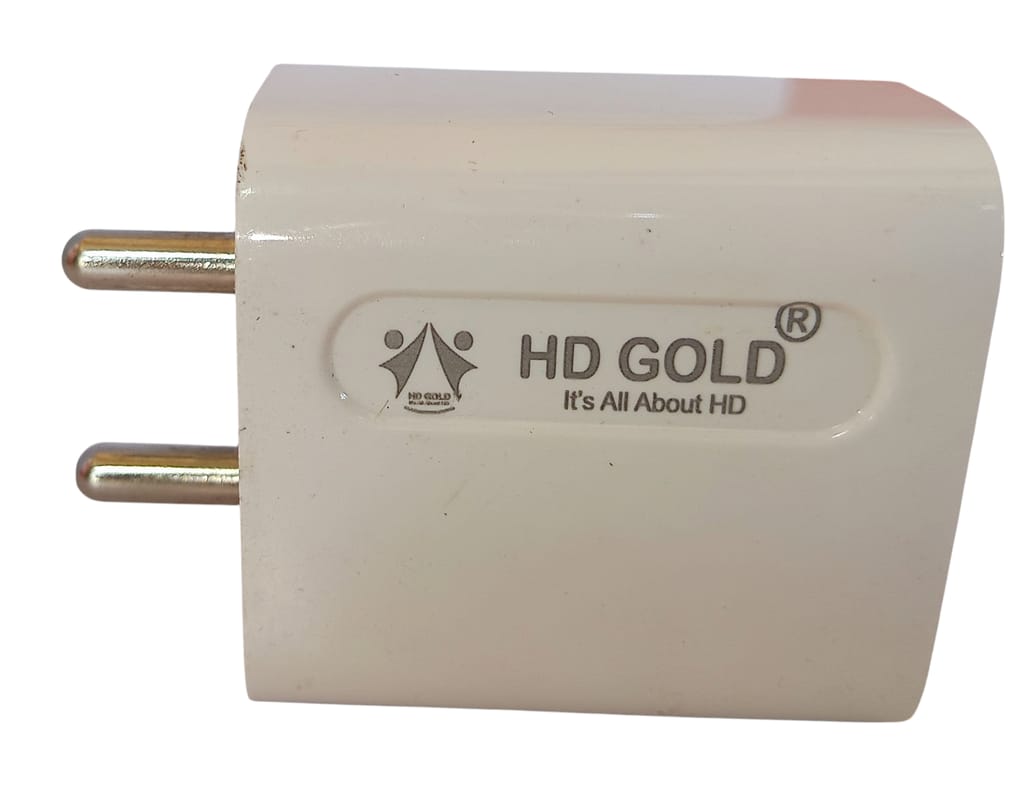 HD Gold 2-Port USB Wall Charger with cable, 2.4A Output, White and Orange view 2