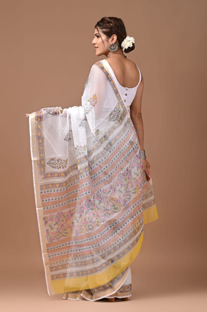HANBLOCK PRINTED KOTA DORIYA SAREE view 2