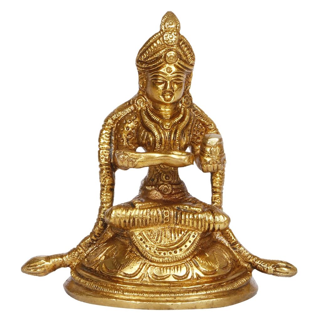 ARTVARKO Brass Annapurna Devi Idol Goddess of Food Anapurna Devi Murti Statue Height 4 Inches view 2