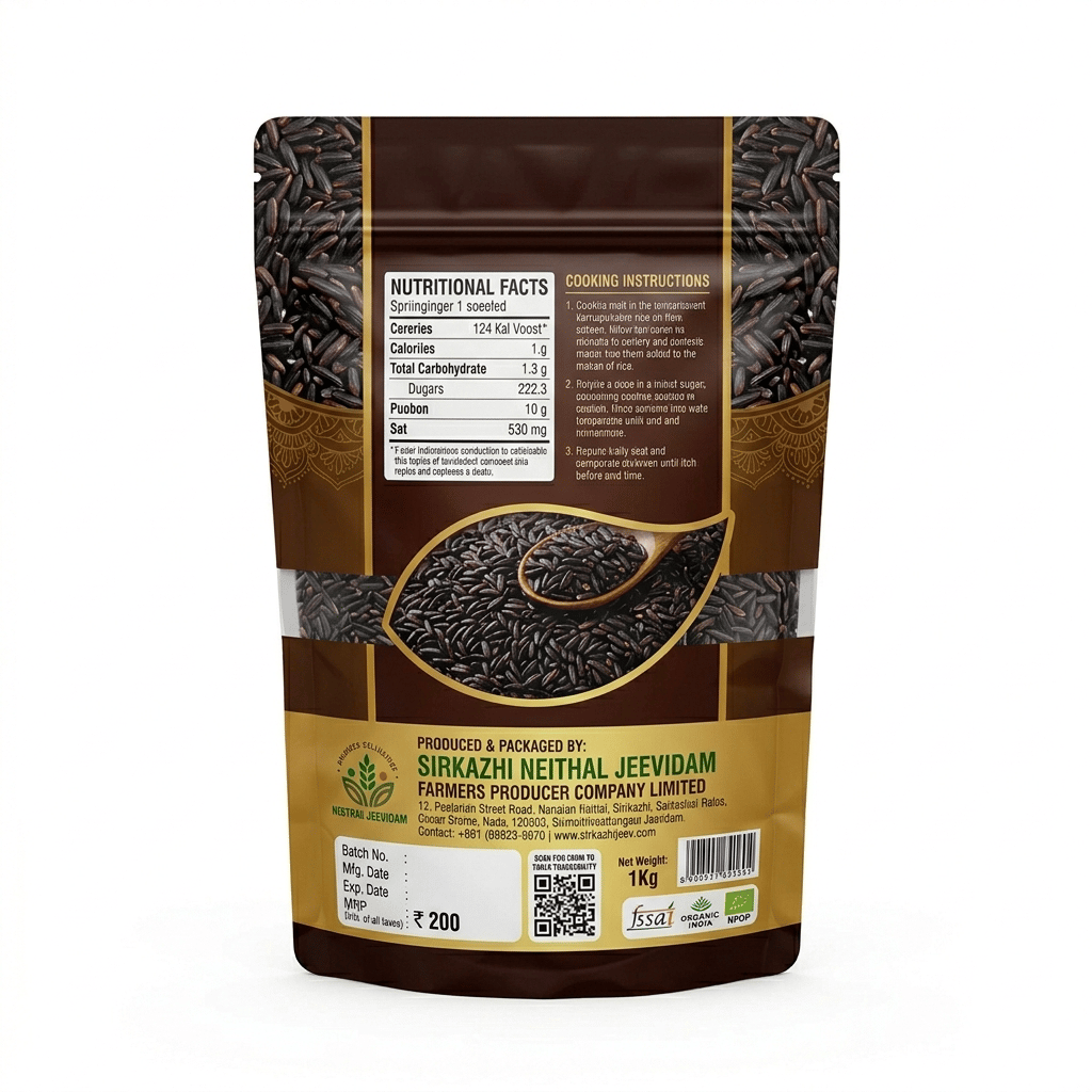 KARRUPUKAVANI Organic Traditional Black Rice - 1kg view 2