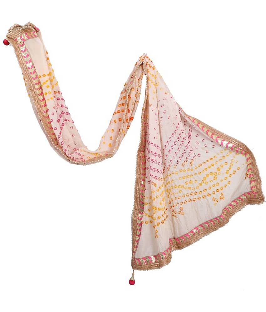 Apratim Beige Art Silk Bandhej Dupatta - Single view 2