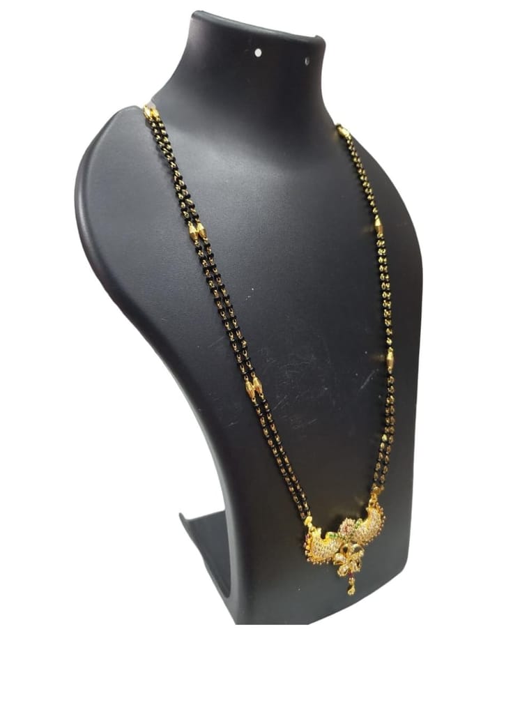Black Beads Mangalsutra with intricate detailing and a beautiful pendant view 2