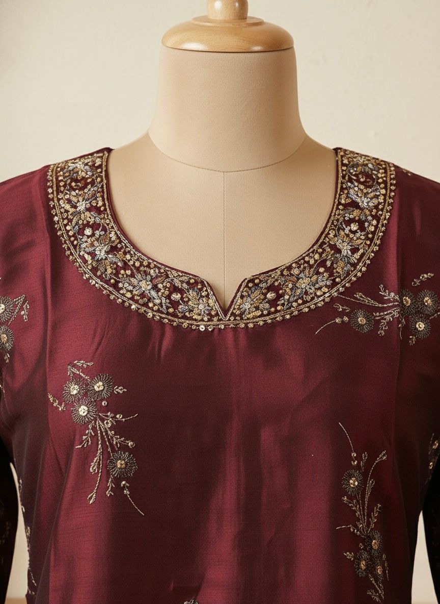 Glamvila Velvet Bloom Designer Kurti view 2