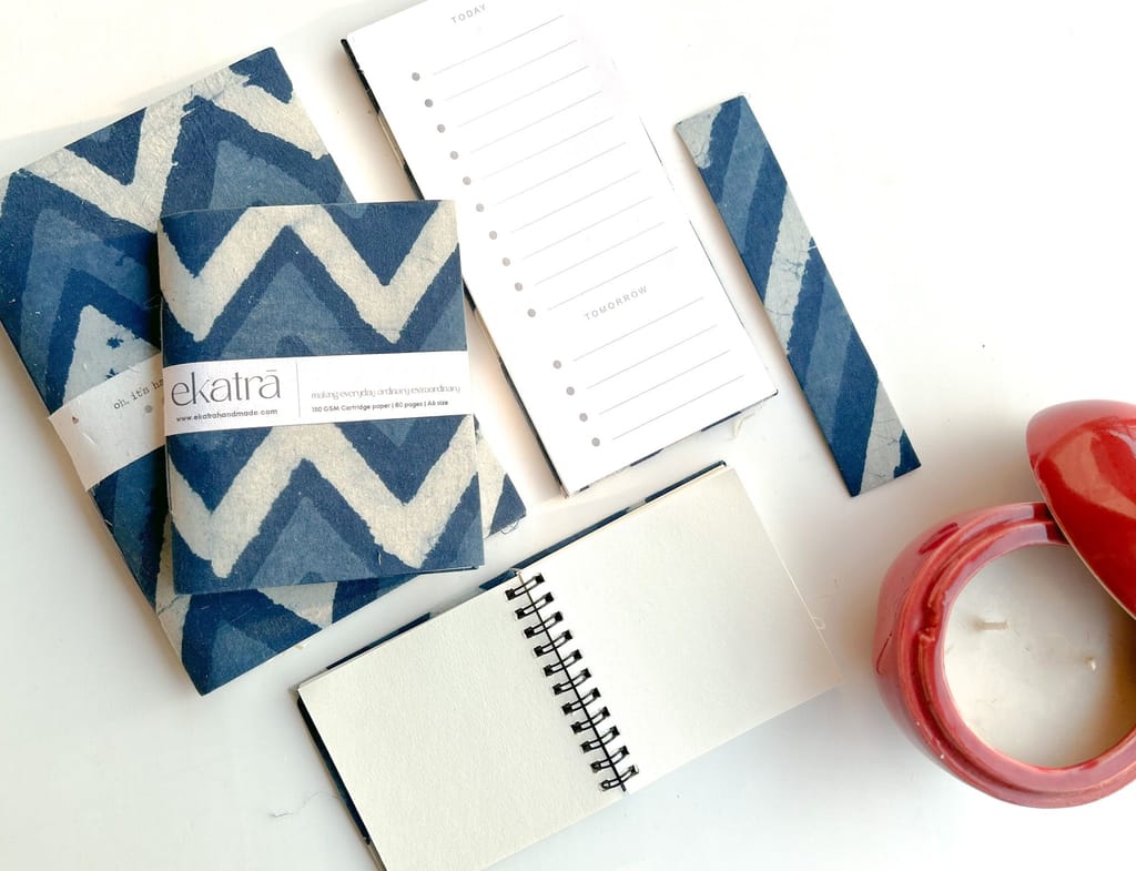 Stationery Loaded Gift hamper personalized by Ekatra Loaded Gift Box - Indigo Chevron view 2