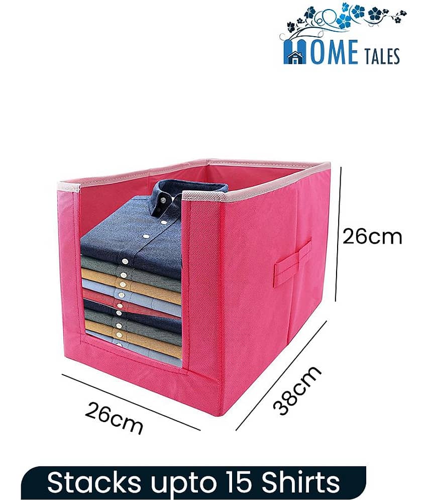 Non-Woven Shirt Stacker & Cloth Organizer, Pack of 9 (Pink) view 2